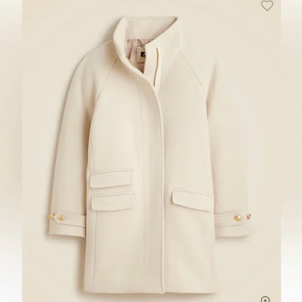 J.Crew Toscana Coat Italian Stadium‑Cloth Wool Blend Natural Cream Size 6